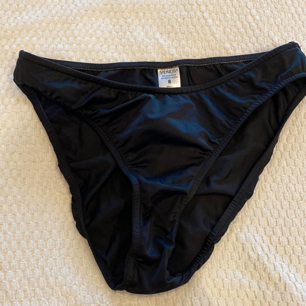 Venus black scoop front bikini bottoms. Size 8.  Ever worn.